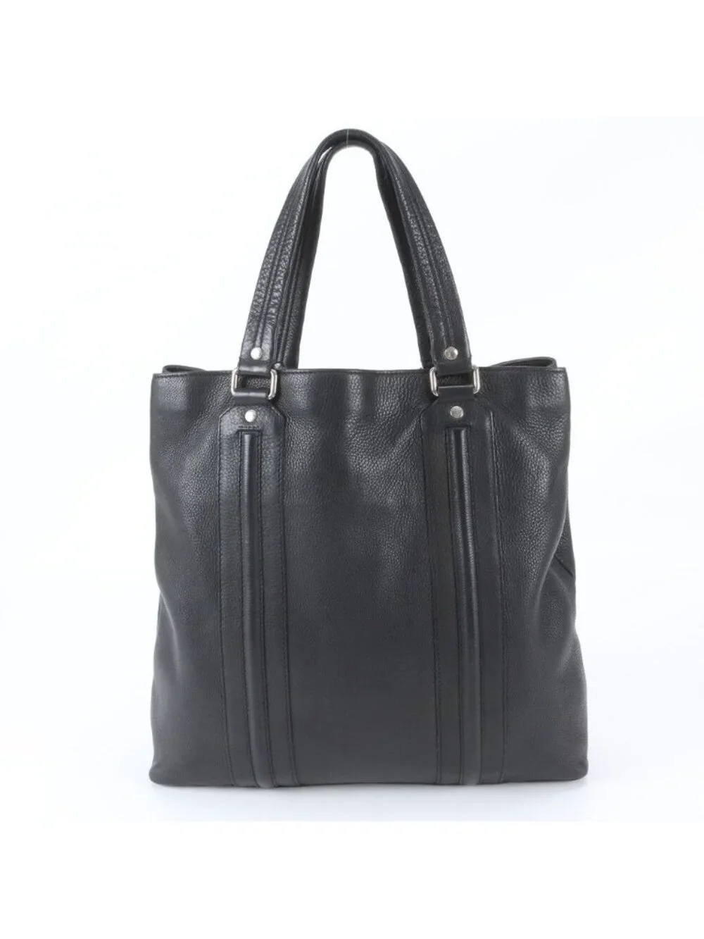 Gucci Leather Tote Bag Shoulder Business Document Black